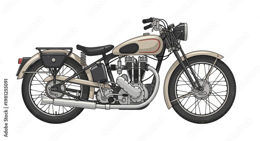 Fototapeta premium Vintage motorcycle with chrome pipes.