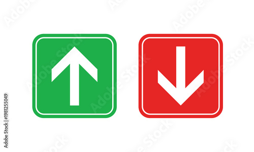 Directional signs green up arrow and red down arrow