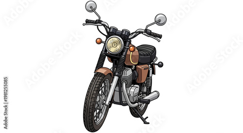 Vintage motorcycle with orange accents.