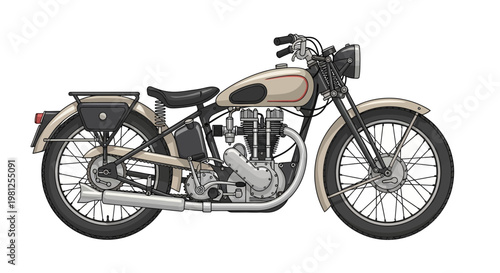 Vintage motorcycle with chrome pipes.