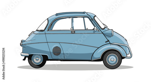 Vintage Blue Car Side View.