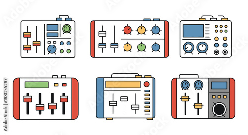 Audio Mixers Line art vector creative abstract design