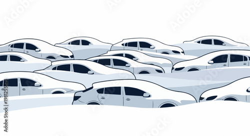 Cars covered in thick snow drift, a winter scene of abandoned vehicles