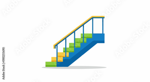 Brightly colored cartoon stairs ascend to a higher level