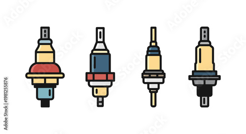 Automotive oxygen sensor Line clean abstract illustration vector