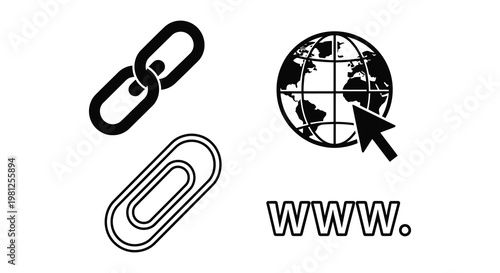 Global connectivity represented by links earth and web address silhouette