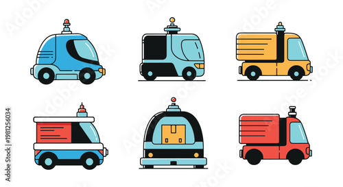 Autonomous Delivery Vehicle clean abstract modern illustration
