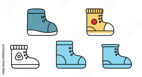 Baby Booties Line art vector clean simple shapes