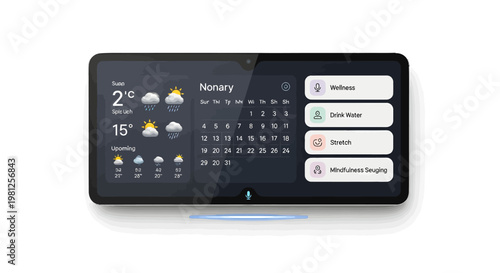 Smart home device with weather forecast on screen