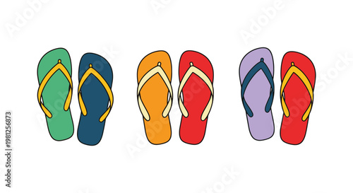 Beach Flip Flops Line art simple abstract minimal illustration