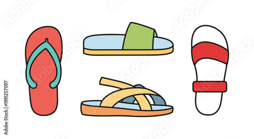 Beach Flip Flops Line art simple abstract illustration vector