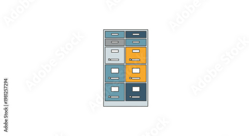 Colorful office filing cabinet vector isolated on white background