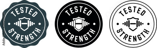 Tested Strength Badge Set – Vintage Fitness Logo Icons for Gym, Sports, and Athletic Branding