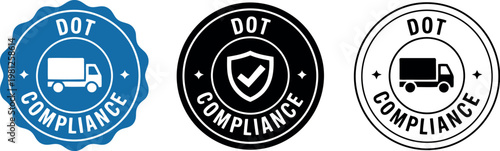 DOT Compliance Badge Icons Set for Transportation and Logistics Certification Labels