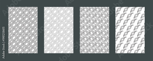 Four black and white abstract geometric patterns texture