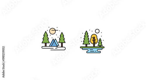 Boreal Forest Line art vector clean simple illustration