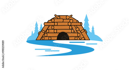 Boreal Forest Line art vector creative clean shapes