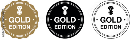 Gold Edition Badge Set – Premium Award Labels in Gold, Black, and White for Certificates and Promotions