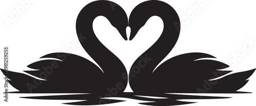 Two swans forming a heart shape with necks silhouette vector