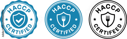 HACCP Certified Badge Icons Set for Food Safety and Quality Assurance Labels, Vector Illustration