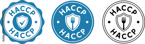 HACCP Certified Badge Icons Set for Food Safety and Quality Assurance Labels in Blue and Black Vector Design
