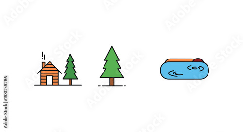 Boreal Forest Line art vector abstract clean shapes illustration