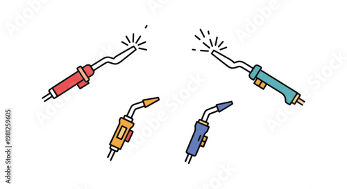 Brazing torch Line art vector abstract minimal shape illustration