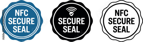 NFC Secure Seal Badge Icons for Digital Security and Contactless Authentication Labels