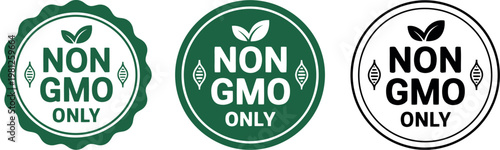 Non GMO Only Labels Set – Organic Food Certification Badges for Packaging and Branding