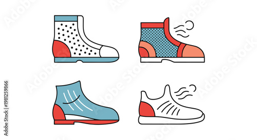 Breathable boots Line art abstract shape design vector
