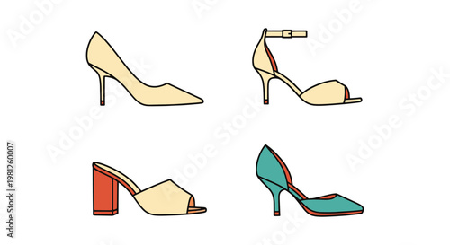 Bridal Heels Line art vector modern simple shapes illustration