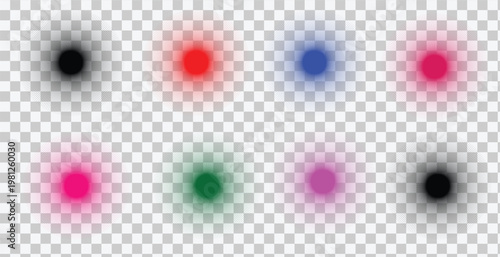 Soft glowing light dots set on transparent background
