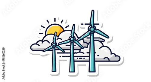 Wind turbines generating clean energy at sunrise