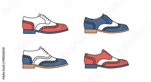 Brogues Line art vector set abstract colorful design