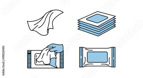 Alcohol Wipes Line art vector modern decorative abstract