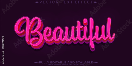 Pink text effect, editable color and pastel customizable font style