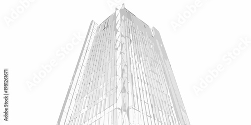 Abstract white rendering of a tall modern architectural structure
