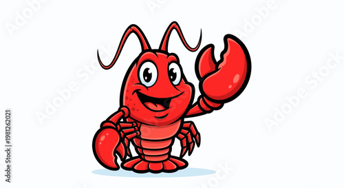Cartoon lobster illustration on white background for commercial use