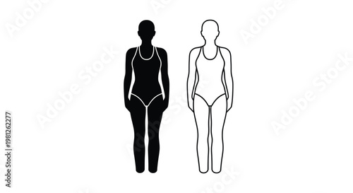 Two female figures one solid and one outlined a stark silhouette