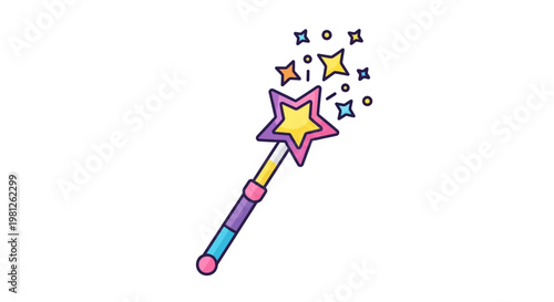 Colorful Magic Wand with Stars.