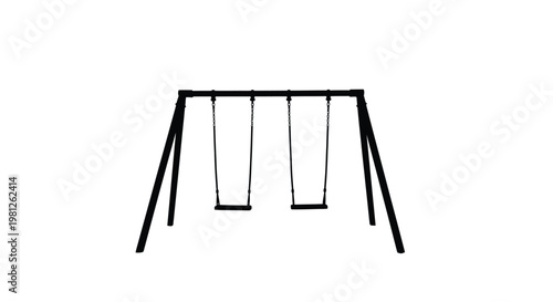 A simple swing set design against a white background silhouette