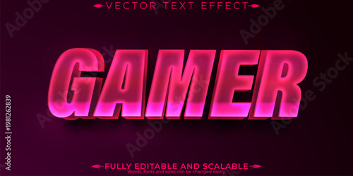 Gamer editable text effect, editable party and game text style