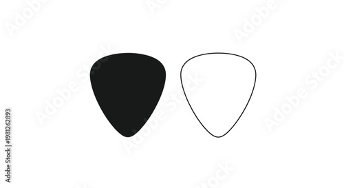 Two guitar picks one solid and one outline in a stark silhouette