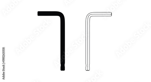 Two hex keys one black and one white presented as a silhouette