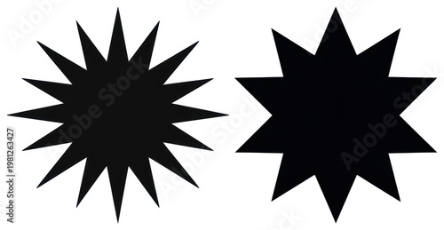 PNG Black starburst shapes vector on transparent background