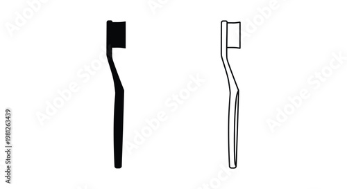 Two toothbrushes one filled and one outlined in stark contrast silhouette