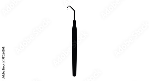 Dental instrument likely a hook displayed as a dark silhouette