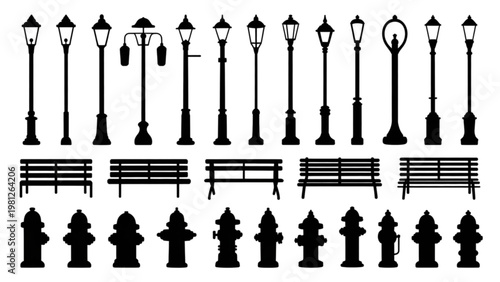 Collection of vintage-style black and white musical notes and symbols on a plain background Vector