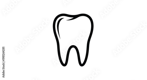 Simple black outline of a human tooth a stark silhouette