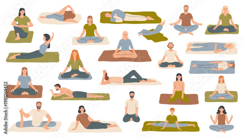 Colorful cartoon characters engaging in various outdoor activities and sports Vector